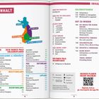 Inhalt eines Reiseführers mit Kapiteln wie "Helsinki & Südküste", "Ostfinnland" und "Lappland". Bunter Regionskarte.