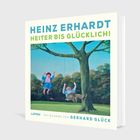 "HEINZ ERHARDT HEITER BIS GLÜCKLICH!" Zwei Leute schaukeln an einem Baum, ein älteres Paar, in einem Park.