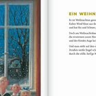 Ein Weihnachtslied. Es ist Weihnachten geworden. Kalter Wind bläst. Illustration mit Kindern, Tannenbaum, Fenster und Schnee.