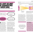 Texte:
- Ein Paradigmen-Wechsel 1900-1945
- Grundbausteine 1945-Heute

Logo:
- Wirbel in schwarz-weiß mit Zahlen.

Aufbau:
- Liste nummerierter wissenschaftlicher Aussagen mit Namen.