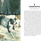 **1 Schlam und Blut**

Westfront (Nordfrankreich) 1916

Illustration eines Hundes mit Verbandstasche in winterlicher Umgebung. Bäume und Schützengräben im Hintergrund.