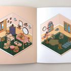Eine Illustration zeigt zwei gemütliche Zimmer mit tierischen Bewohnern, die Bücher lesen und Tee trinken.
