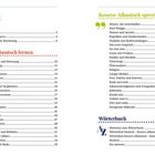 Inhalt mit Themen wie "Vorwort", "Typisch Kosovo", "Kosovo-Albanisch lernen" und "Wörterbuch". Seitenzahlen: 5-190.