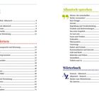 Inhalt mit Kapiteln zu Albanisch lernen, sprechen und Wörterbuch. Kapitelnummern wie "Auf einen Blick: Albanisch...4".