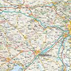 Karte von Ungarn mit Städten wie Budapest, Győr, Veszprém und Székesfehérvár. Straßen und Flüsse sind farblich markiert.