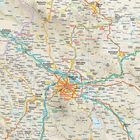 Karte von Sofia und Umgebung mit Städten wie Pernik und Kostinbrod, durchzogen von farbigen Linien für Straßen.