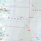 Text: "Arctic Circle 66°33'47'' N", "Qeqqata", "Sermersooq". 
Landkarte von Grönland mit Ortsnamen und geografischen Linien.