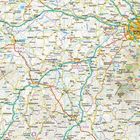 Die Karte zeigt den Osten Irlands mit Städten wie Dublin, Kildare, Athlone, Portlaoise und Carlow, durchzogen von Straßen und Flüssen.