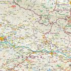 Eine detaillierte Landkarte mit den Beschriftungen "Südossetien", "Georgien", "Tbilisi", "Kutaisi" und Hauptstraßen.