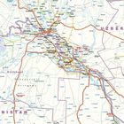 Im oberen Bereich steht "UZBEKISTAN", unten "TURKMENISTAN". Es ist eine detaillierte Karte mit Städten, Straßen und geografischen Angaben.