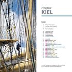 CITY|TRIP KIEL Inhalt listet Sehenswürdigkeiten auf. Links erkennt man einen Segelmast mit Tauwerk und einem kletternden Mann.
