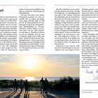 Vorwort über Spiekeroog, eine Ostfriesische Insel. Bild: Sonnenuntergang am Strand mit Menschen im Vordergrund.