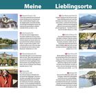 "Meine Lieblingsorte" überschrift. Duomo di Como, Isola Comacina, Villa del Balbianello, Montecchio Nord, Orrido di Bellano, Piani d’Erna, Bellagio.