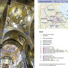 "Palermo auf einen Blick" und "Inhalt" mit Auflistung von Sehenswürdigkeiten. Links ein prächtiges Kircheninterieur mit Mosaiken.