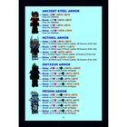 ANCIENT STEEL ARMOR: Helm +9 Herz, Brust +17 Herz, Arme +7 Herz, Beine +13 Herz. Drop von Skeletten.