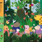 Bunte Vögel: Peppa notiert Vögel im Dschungel. "Wo verstecken sich ...?" Suche Papagei, Faultier, Notizbuch und mehr.