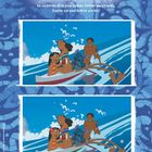 "Finde die Fehler! Im unteren Bild sind sieben Fehler versteckt. Suche sie und kreise sie ein!" Illustration mit Personen im Boot.