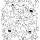 Die Illustration zeigt Jungen mit Zickzack-Muster auf Shirts, die auf Baumzweigen mit Zitronen sitzen.