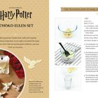 Texte: "Harry Potter Schoko-Eulen-Set", "Die Schokolade schmelzen", "Was du brauchst: 130 g Zartbitter...". Links Eulenform, rechts Anleitung.