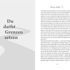 Großer Text links: "Du darfst Grenzen setzen". Rechts oben: "Meine liebe J.,". Darunter ein Brief auf einer beigen Doppelseite.