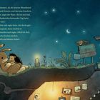 Ein Hase und ein Igel kuscheln unter Sternenhimmel. Ein Schild zeigt "Zuhause vom Hasen und vom Igel". Drinnen leuchten Kerzen.