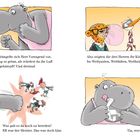 „Aber sag mal…“, „Also zeigten die drei…“, „Was gab es noch…“, „Tja, wer würde diese Wahl…“. Illustration von Tieren.