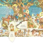 Das kleine Eichhörnchen entdeckt seine Freunde, die Rehe. Sie ziehen einen Karren voller wunderbarer Dinge durch den Wald.