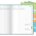 Offener Kalender mit Daten: 24. Mai 2027 bis 30. Mai 2027. Mehrfarbige Aufkleberbögen mit Texten wie "Sehr schön" und "Wetter" daneben.