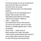 „Lenny ist unsichtbar“ lautet die Überschrift. Es folgt ein Text über Lennys kratzigen, alten Pulli. Seite unten: „Alles nur gelogen?!“.