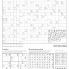 Schwedenrätsel KW53/2026. Sudoku, Buchstabensalat. Liste mit zu findenden Begriffen. Auflösungen aus KW52/2027.