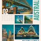 AUSTRALIA, 02, SYDNEY. Oben die Harbour Bridge bei Nacht, unten das Opernhaus, Wolkenkratzer, Surfer und Freizeitpark.