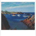 Edvard Hopper, The Dories, Organunk, 1914. Kalenderblatt Februar. Boote auf blauer See vor felsiger Küste.