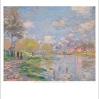 Februar 2022. Impressionistisches Gemälde zeigt eine Flusslandschaft mit Bäumen und Figuren am Ufer.