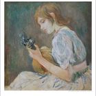„Berthe Morisot (1841-1895), Die Mandoline, 1890.“ Illustration: Frau mit Mandoline, Impressionismus-Stil.