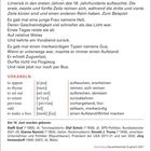 Limericks: Ein Limerick ist eine fünfzeilige Gedichtform. Beispieltexte folgen über eine Frau und einen Mann. Vokabeln mit Übersetzung.