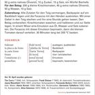 "Focaccia mit kleinen Tomaten" Rezept, Zutaten und Zubereitung, plus Vokabelliste mit italienischen Ausdrücken und deren Bedeutungen.