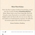 "Mein Wort-Schatz: Renate Steinhorst erzählt von 'Schnittlauchlocken'. Kalenderseite: 3. April, Samstag."