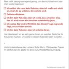 Texte und Kästchen in Rot mit Aussagen über Roboter-Dasein. Erwähnt Lyrikerin Sofie Morin. "Der Mathematik-Kalender 2027".