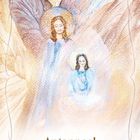 Antannael. Segne deinen Körper, und lasse deine Nahrung Heilung sein. Aquarellillustration von zwei Engelsfiguren.