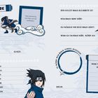 Eine Illustration mit Textfeldern für Freunde und Lieblingssachen, dekoriert mit Ninja-Motiven und Figuren im Anime-Stil.