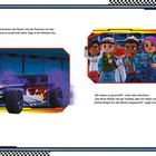 Text: 
Langsam verschwand der Rauch und die Flammen um den Bone Shaker und es wurde still. 

Illustration:
Ein Rennauto mit Flammen und eine Gruppe fröhlicher Kinder.