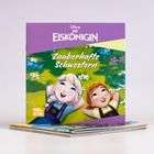 „Zauberhafte Schwestern“, darunter zwei Mädchen in Blumenwiese. Oben „Disney Die Eiskönigin“.