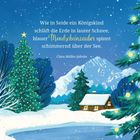 Zitat von Clara Müller-Jahnke. Winterliche Landschaft mit verschneiten Bäumen, einem Haus und Bergen im Hintergrund.