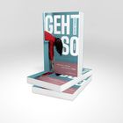 „GEHT SO“ steht groß auf einem Buchcover, daneben „Beatriz Serrano“ und „Roman“. Ein kopfüber hängendes Bild einer Person in Rot.