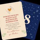 Zwei Karten: Eine mit Text über persönliche Erfüllung, eine mit der Zahl 8 und Schneeflocken.
