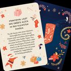 Manchmal liegt das größte Glück in den kleinsten Dingen. Illustration mit Geschenken, Blumen und winterlichen Motiven.