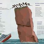 Drei Gedichte von Michael Augustin, Uwe-Michael Gutzschhahn, Lena Raubaum. Illustration: Papageitaucher auf Felsen, Boot im Wasser.