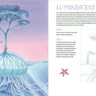 Text: "Luminescent Arbor", Beschreibung eines Projekts zur Verschmelzung von Wald und Ozean, Anleitung zum Zeichnen. Illustration: Baum auf Qualle.