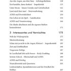 Eine Liste mit Themen und Seitenzahlen zu ADHS, inklusive "Mentale Hyperaktivität", "Gamification" und "Neurodiversität".