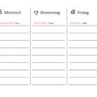 14 Montag, Frantisek Palacky; 15 Dienstag, Courtney Cox; 16 Mittwoch, Magna Estefels; 17 Donnerstag, Iryar Ludwig; 18 Freitag, Jane Vega; 19 Samstag, Shirly Goodman; 20 Sonntag, Clara Zetkin; Juni 